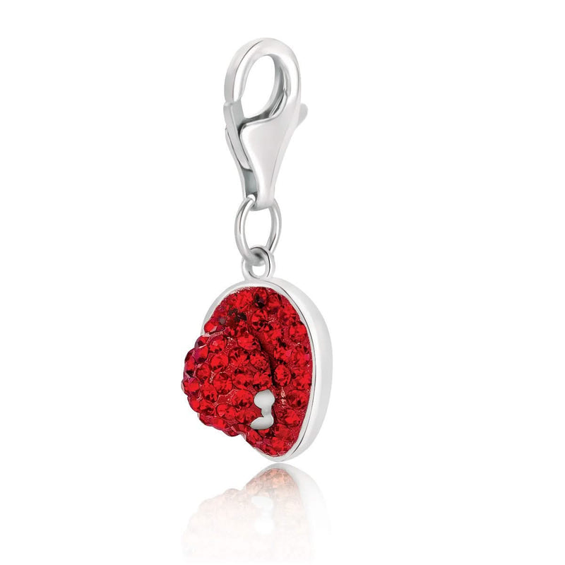 Sterling Silver Hat with Bow Charm with Red Tone Crystal Embellishments 925 sterling silver hat with bow charm set with red-tone crystals
