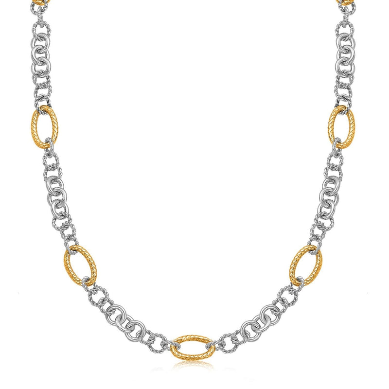 18k Yellow Gold and Sterling Silver Rhodium Plated Multi Style Chain Necklace 18K yellow gold and rhodium-plated silver multi-style chain necklace