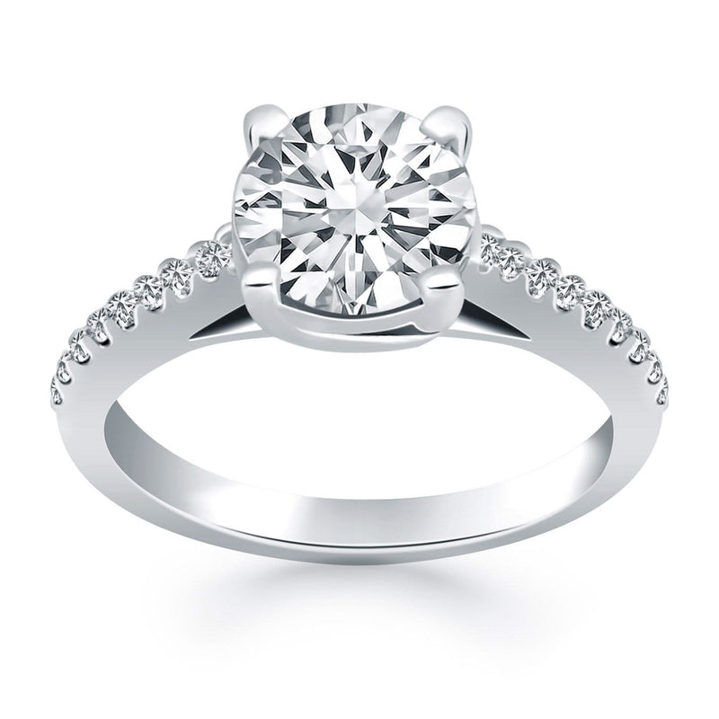 14k White Gold Trellis Diamond Engagement Ring 14K white gold trellis engagement ring with round diamond stones