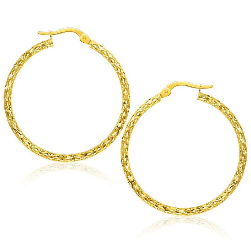 Large Textured Hoop Earrings in 10k Yellow Gold Product Image