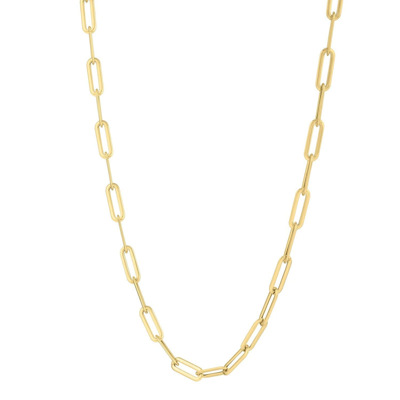 Long Domed Paperclip Necklace in 14K Yellow Gold (4.80 mm) 14K yellow gold paperclip chain necklace with domed 4.80 mm links