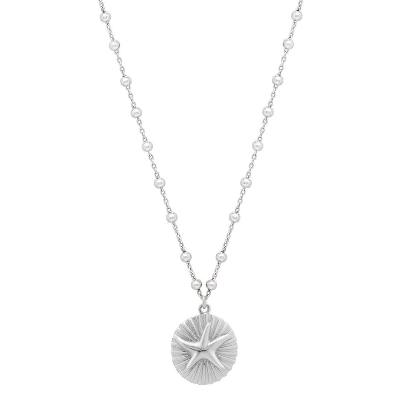 Sterling Silver Rhodium Plated Starfish Medallion Necklace Sterling silver rhodium plated starfish medallion pendant necklace