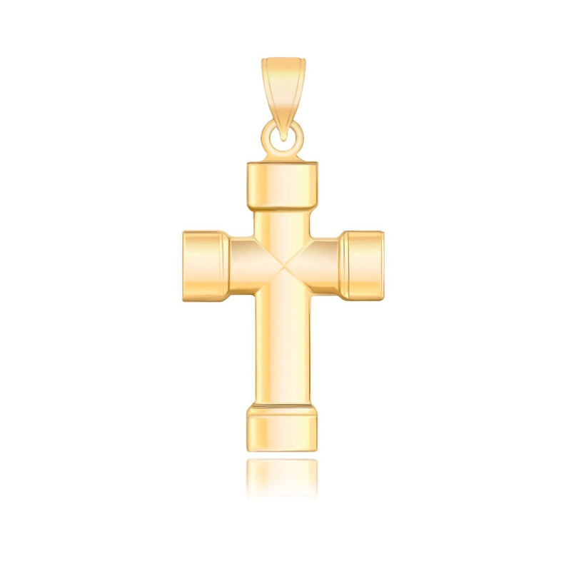 14k Yellow Gold Cross Pendant with Block Like Ends 14K yellow gold cross pendant with block-like squared ends