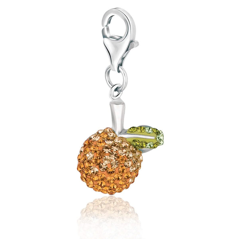 Sterling Silver Apple Citrine Tone Crystal Studded Charm Sterling silver apple charm earring with citrine-tone crystal stones
