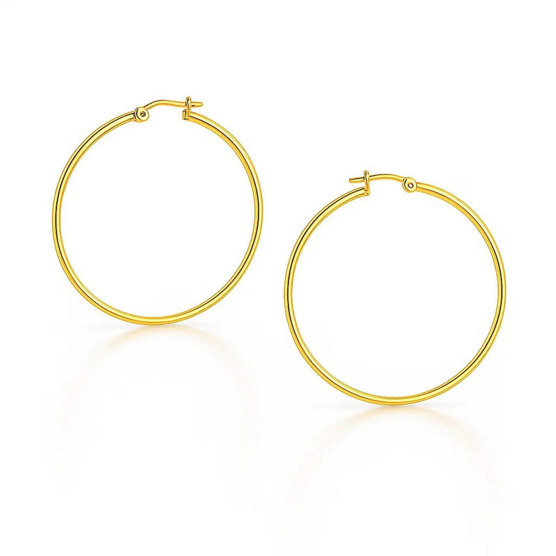 14k Yellow Gold Polished Hoop Earrings (3x25mm) Product Image