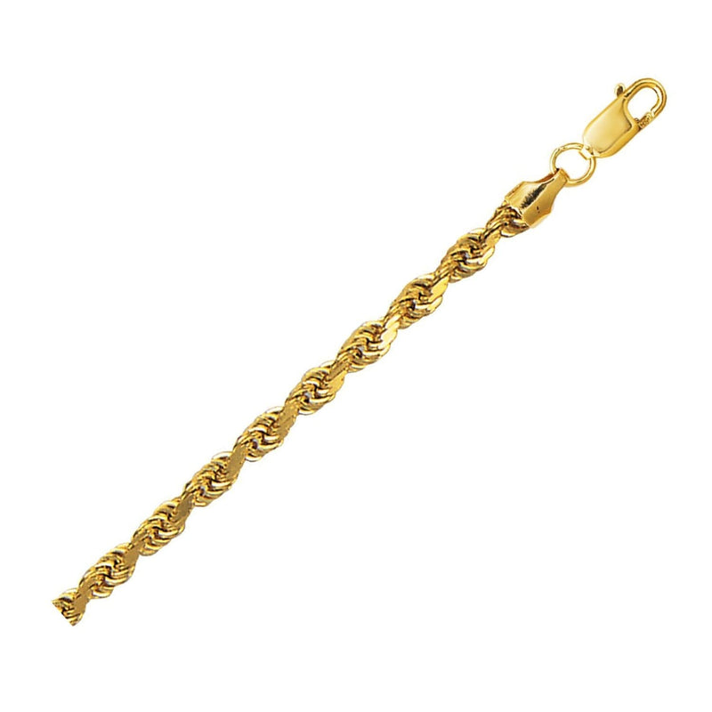 10K Yellow Gold Lite Hollow Diamond Cut Rope Chain (4.00 mm) 10K yellow gold diamond cut rope chain with spiraled twisted links