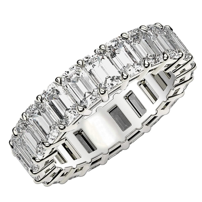 Emerald Cut Lab Grown Diamond Eternity Ring in 14k White Gold (5 cttw FG/VS2) 14K white gold eternity ring with emerald cut diamond stones, 5 ct total