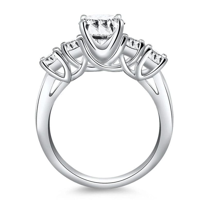 14k White Gold Five Stone Diamond Trellis Engagement Ring 14K white gold ring with five diamond stones in a trellis setting