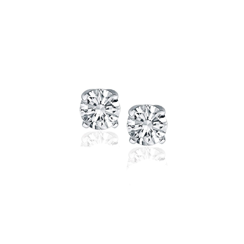 14k White Gold Diamond Four Prong Stud Earrings (1/2 cttw) 14K white gold stud earrings with round diamond stones in four-prong setting
