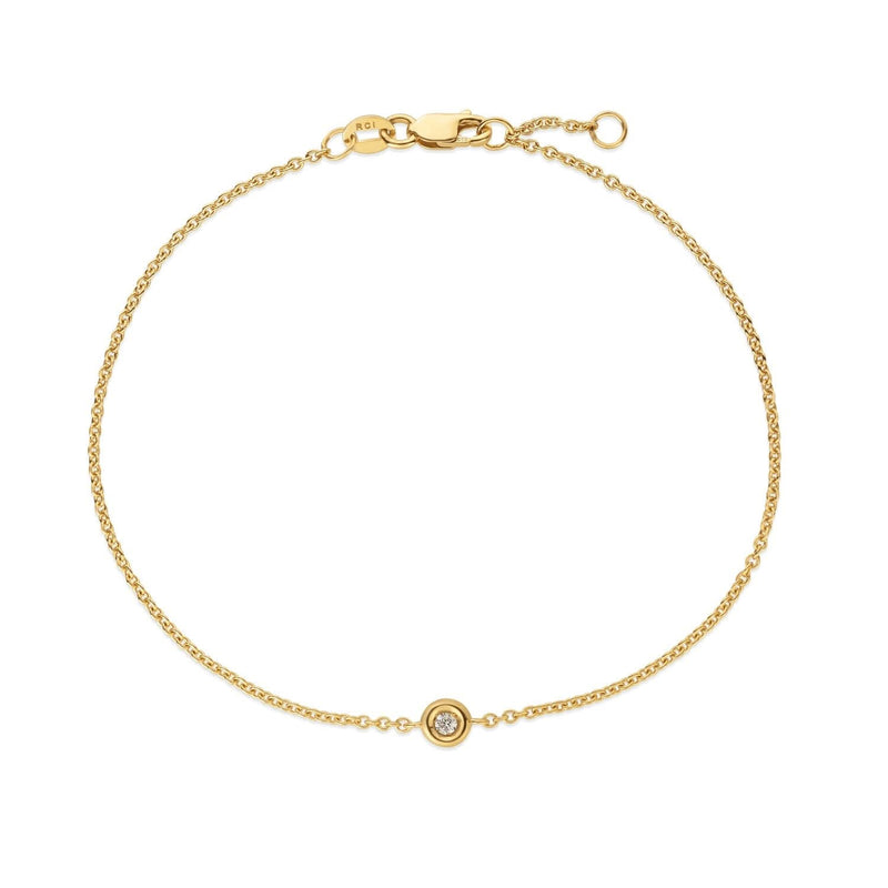 14K Yellow Gold Solo Diamond Bracelet 14K yellow gold bracelet with single round diamond stone