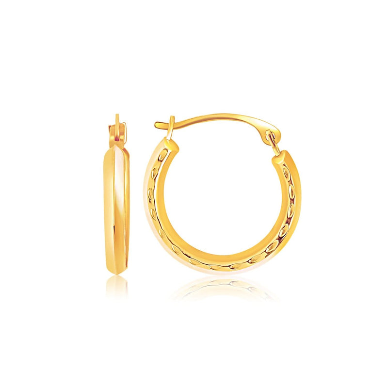 14k Yellow Gold Hoop Earrings with Textured Detailing Product Image