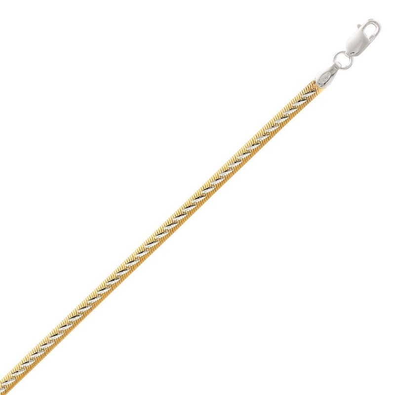 Sterling Silver Two Tone Snake Chain Inspired Anklet 925 sterling silver two-tone snake chain anklet with secure clasp