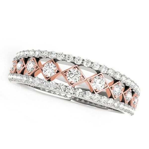 14k White And Rose Gold Diamond Band (3/8 cttw) 14K rose and white gold diamond band with two rows of channel-set diamonds