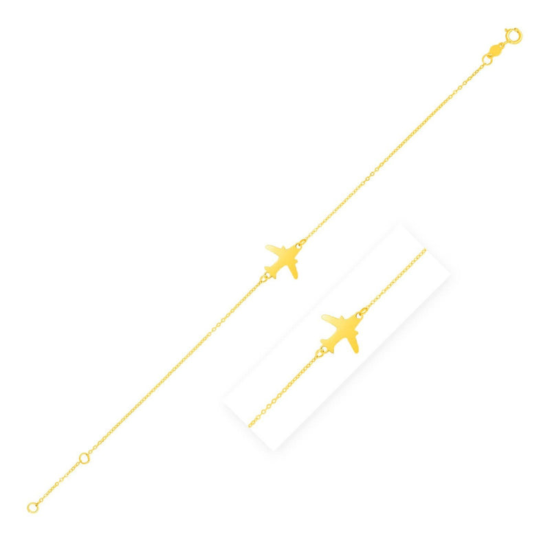 14K Yellow Gold Airplane Bracelet (1.00 mm) Product Image