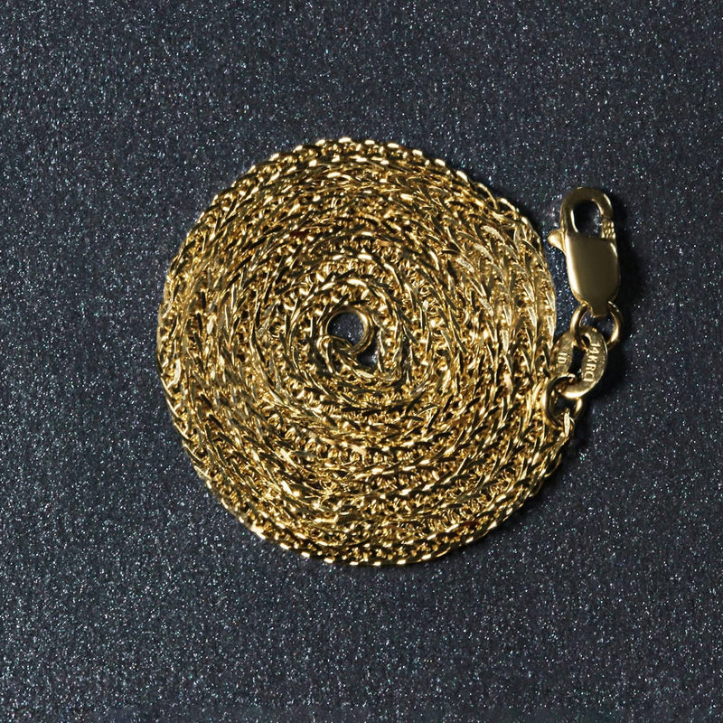 14k Yellow Gold Square Wheat Chain (1.80 mm) 14K yellow gold wheat chain in a slim 1.80 mm braided link pattern