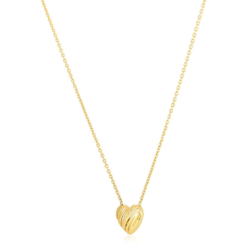 14k Yellow Gold High Polish Scribbles Heart Necklace 14K yellow gold scribbles heart pendant necklace with high polish finish