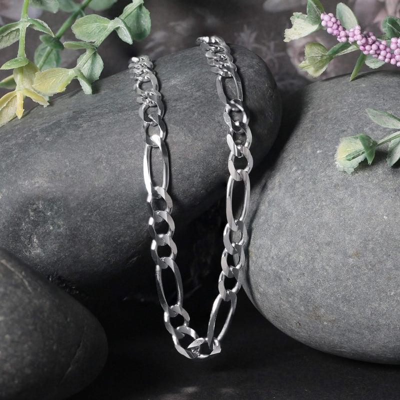 14k White Gold Solid Figaro Chain (6.00 mm) Product Image