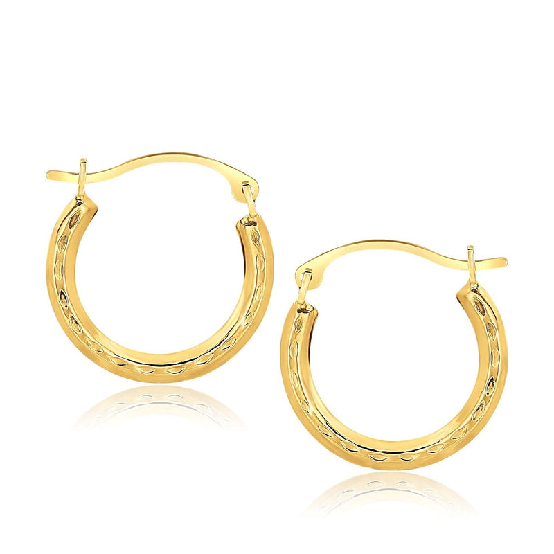 10k Yellow Gold Fancy Hoop Earrings Product Image