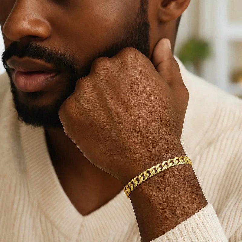 14k Yellow Gold Solid Miami Cuban Bracelet (5.00 mm) Product Image