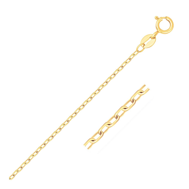 14k Yellow Gold Faceted Cable Link Chain (1.20 mm) 14K yellow gold faceted cable link chain, 1.20 mm fine gauge