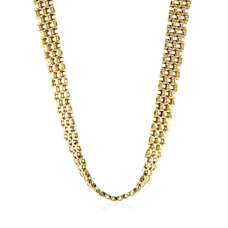 14k Yellow Gold Fancy Polished Multi-Row Panther Link Necklace 14K yellow gold multi-row polished panther link necklace