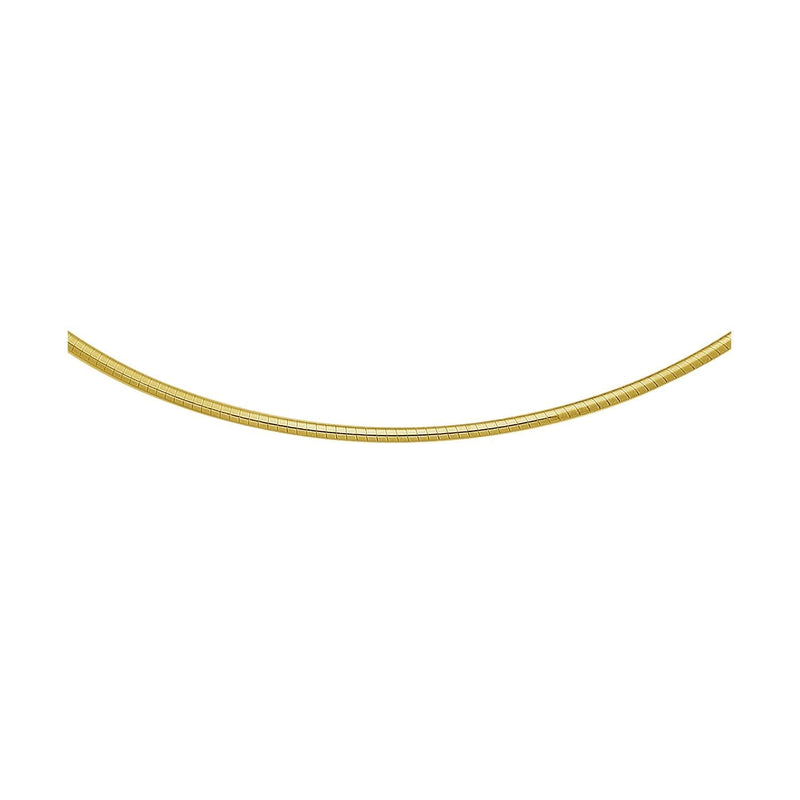 14k Yellow Gold Classic Omega Style Necklace (2.00 mm) 14K yellow gold omega chain necklace with smooth 2.00 mm flattened links