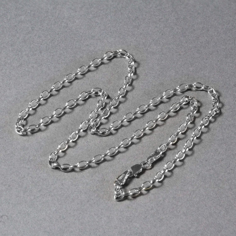 3.2mm 14k White Gold Oval Rolo Chain (3.20 mm) 14K white gold oval rolo chain with 3.2mm connected links