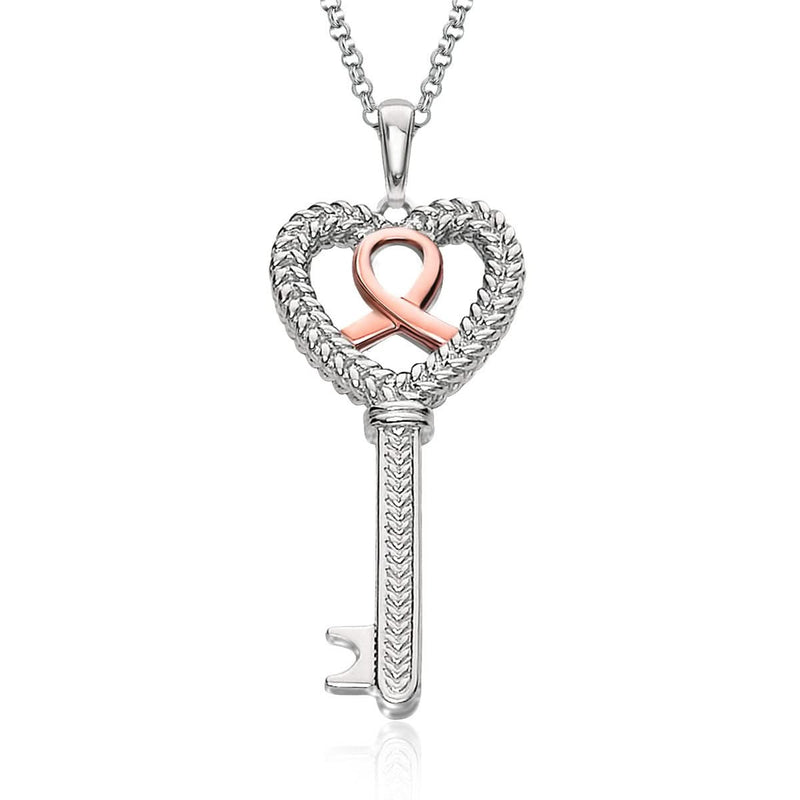 14K Rose Gold and Sterling Silver Reversible Heart Key Pendant 14K rose gold and sterling silver reversible heart key pendant