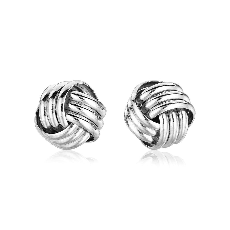 Sterling Silver Petite Three Strand Love Knot Earrings Sterling silver 925 petite three strand love knot ring with woven bands