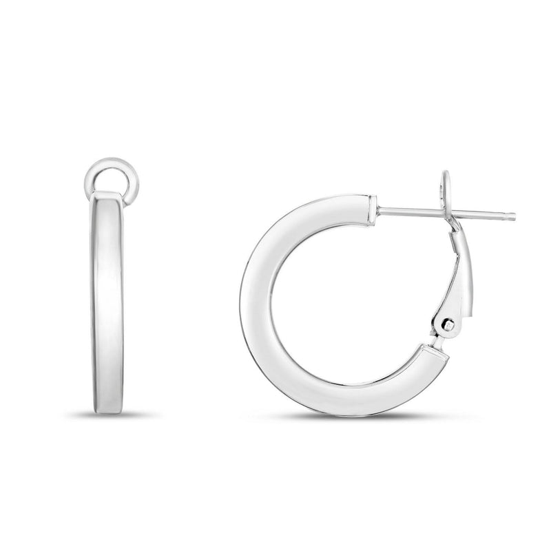 Sterling Silver Flat Wide Hoop Earrings Sterling silver 925 flat wide hoop ring with smooth polished surface