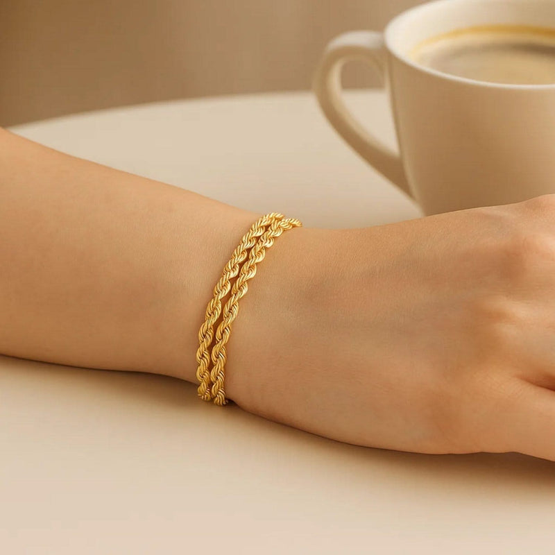 14k Yellow Gold Dual Row Rope Bracelet (4.80 mm) Product Image