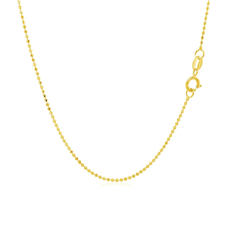 14k Yellow Gold Diamond-Cut Bead Chain (0.90 mm) 14K yellow gold bead chain with diamond-cut faceted beads at 0.90 mm