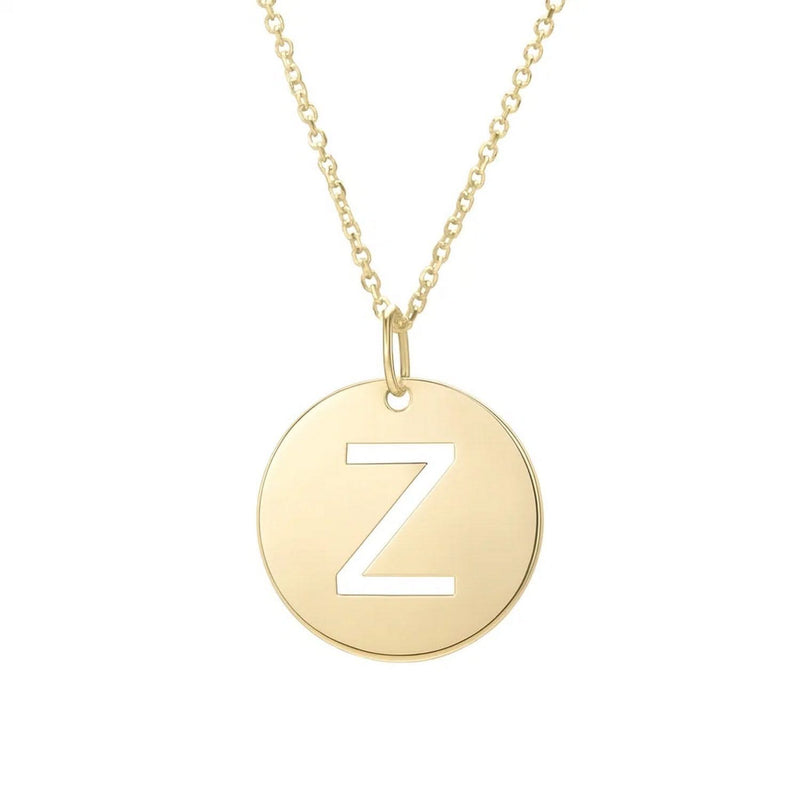 14K Yellow Gold Disc Initial Z Pendant 14K yellow gold disc initial Z pendant with polished front face