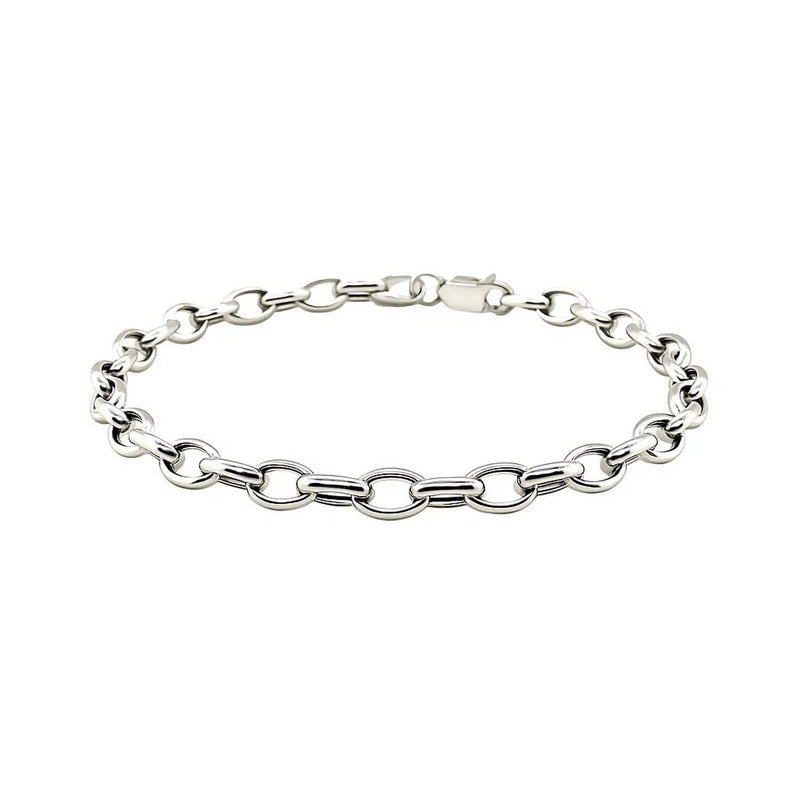 14k White Gold Oval Rolo Bracelet (4.60 mm) Product Image