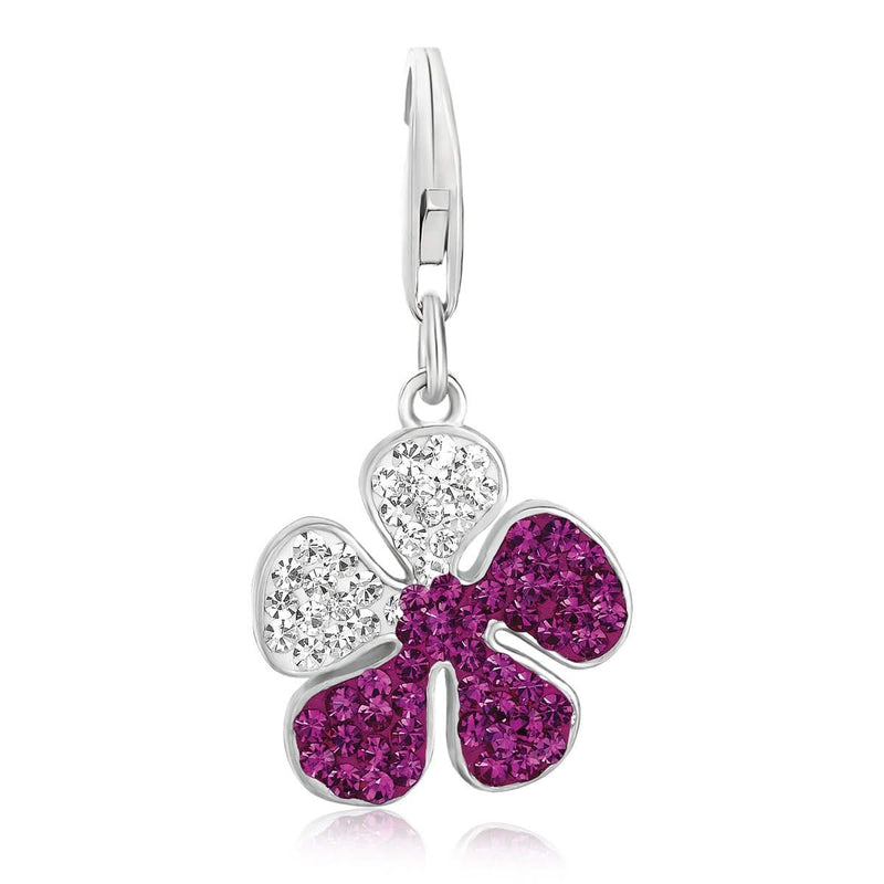 Sterling Silver Multi Color Crystal Accented Clover Leaf Charm 925 sterling silver clover leaf charm with multi-color crystal accents