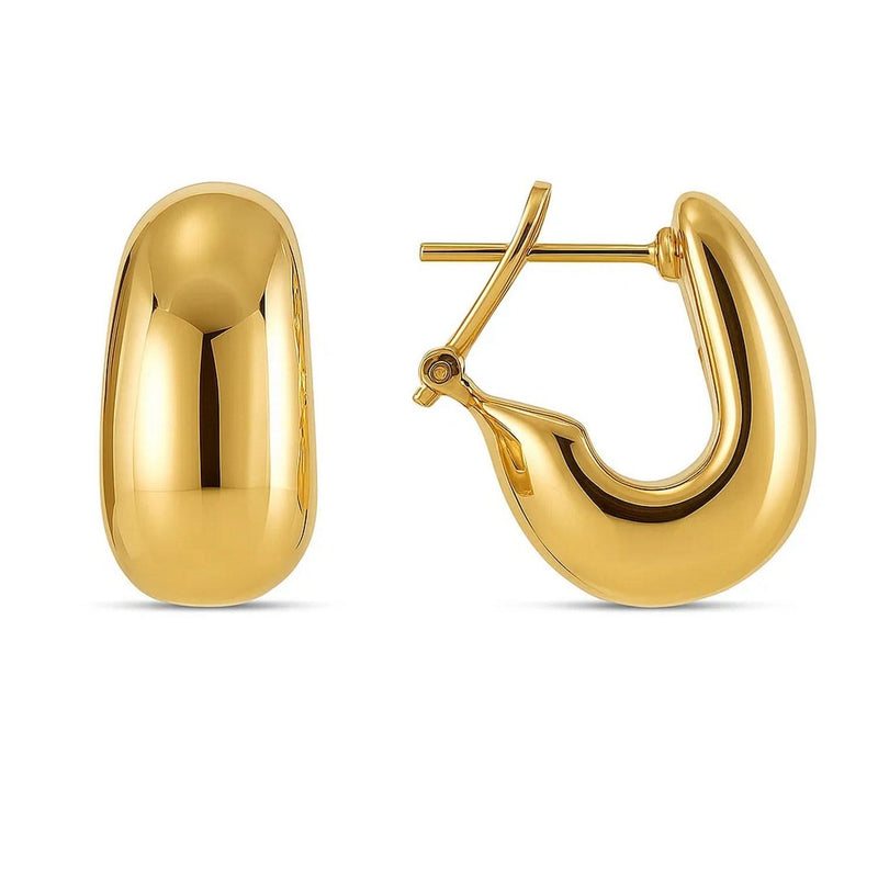 14k Yellow Gold Fancy Omega Hoops 14K yellow gold fancy omega hoop earrings with polished finish