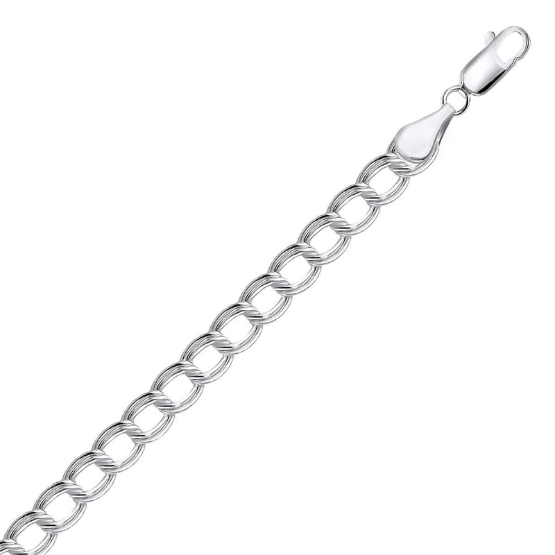 Sterling Silver Small Ridged Circular Chain Bracelet with Rhodium Plating (6.00 mm) Sterling silver ridged circular chain bracelet with rhodium plating, 6 mm width