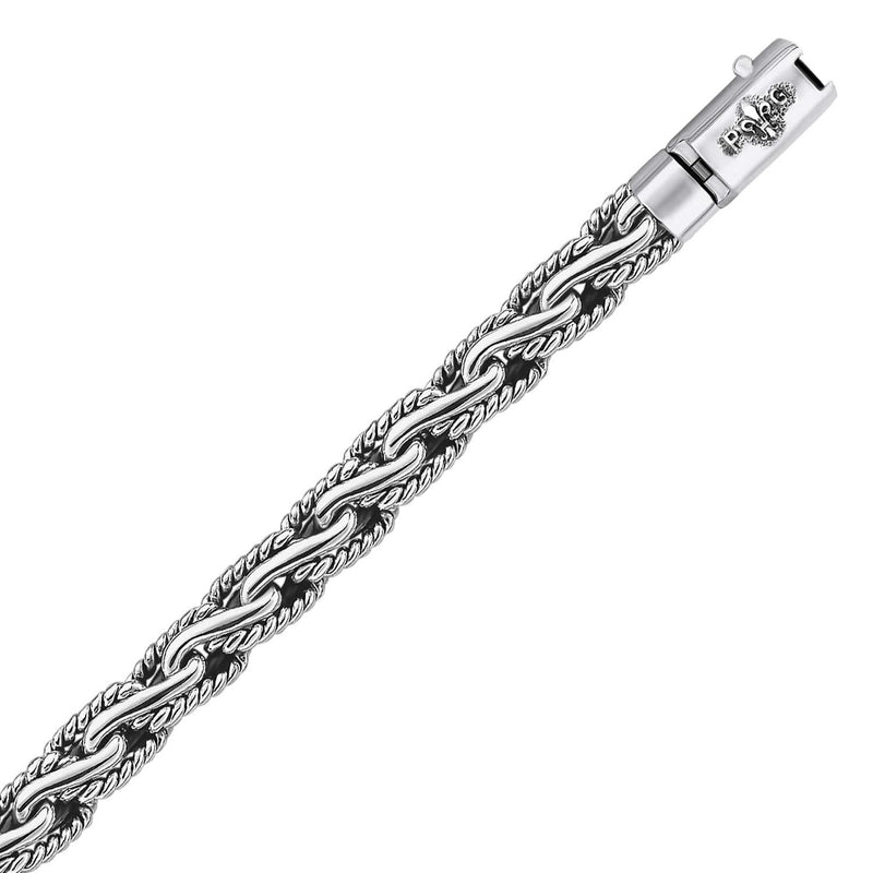 Oxidized Sterling Silver Mens Chain Bracelet in a Cable Motif (8.50 mm) Product Image