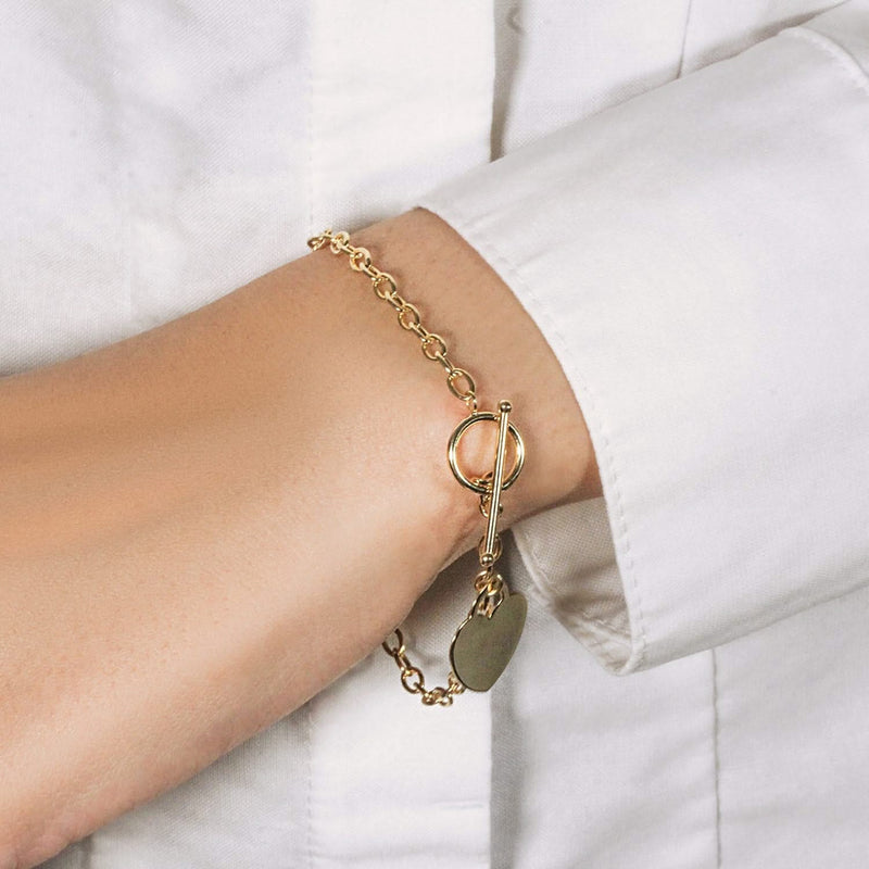 Toggle Bracelet with Heart Charm in 14k Yellow Gold (4.80 mm) Product Image