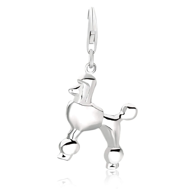 Sterling Silver Poodle Dog Charm Sterling silver 925 poodle dog charm in profile with top loop for chain