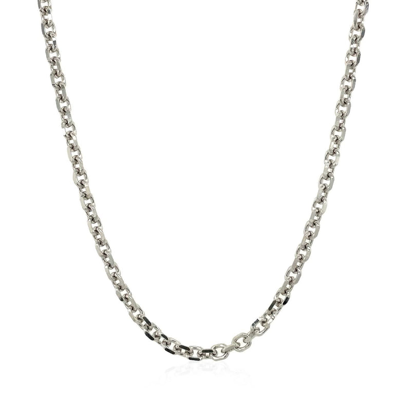 14k White Gold Diamond Cut Cable Link Chain (2.90 mm) 14K white gold cable link chain with diamond-cut faceting, 2.90 mm