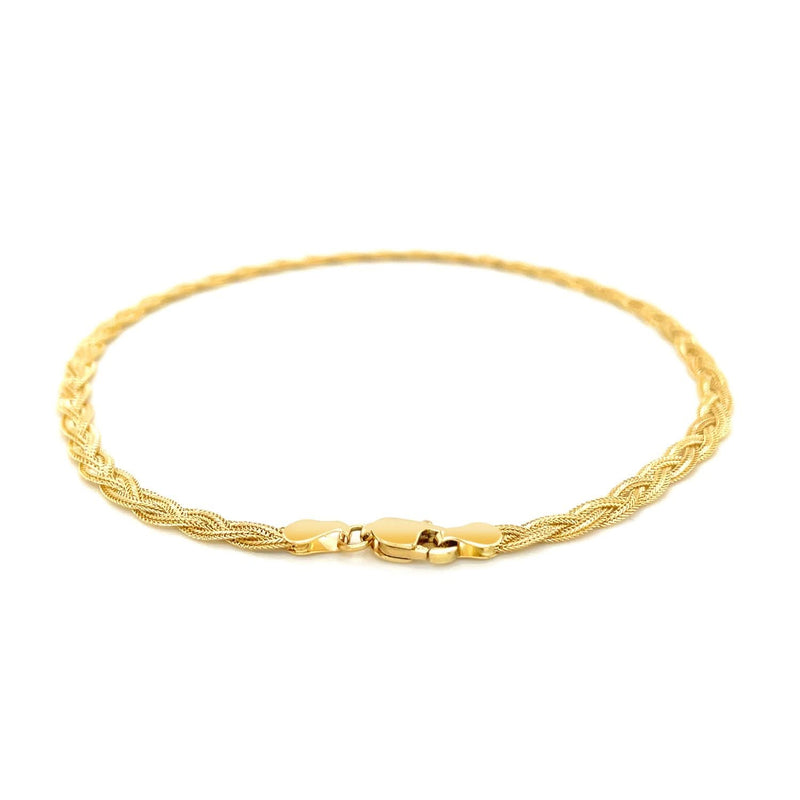 3.5mm 14k Yellow Braided Foxtail Anklet Product Image