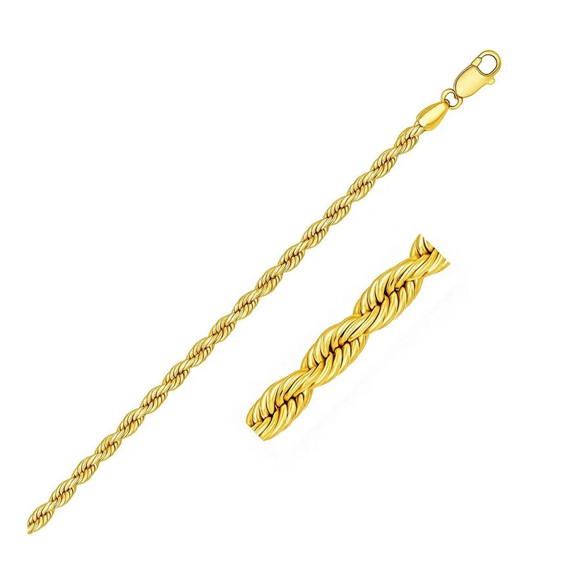 14k Yellow Gold Solid Rope Bracelet (3.00 mm) Product Image