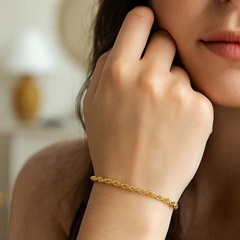 14k Yellow Gold Solid Diamond Cut Rope Bracelet (1.60 mm) Product Image