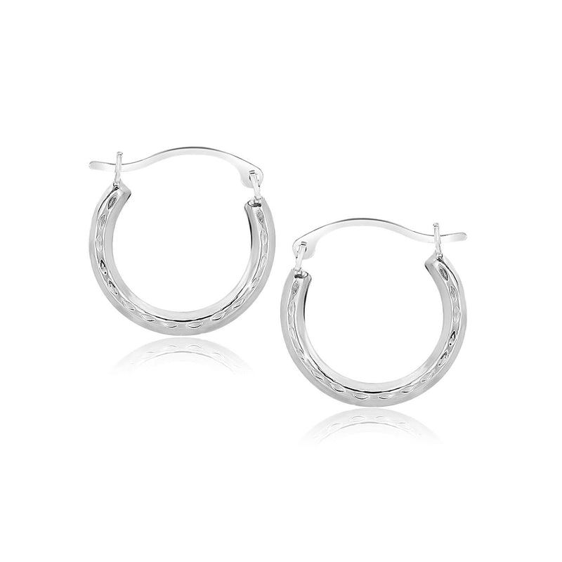10k White Gold Fancy Hoop Earrings Product Image