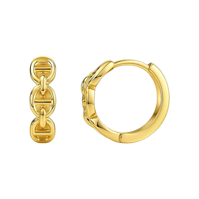 14k Yellow Gold Oval Mariner Huggies 14K yellow gold huggie hoop earrings with oval mariner links
