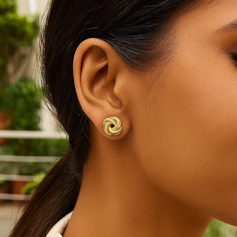 14k Yellow Gold Intertwined Love Knot Stud Earrings Product Image