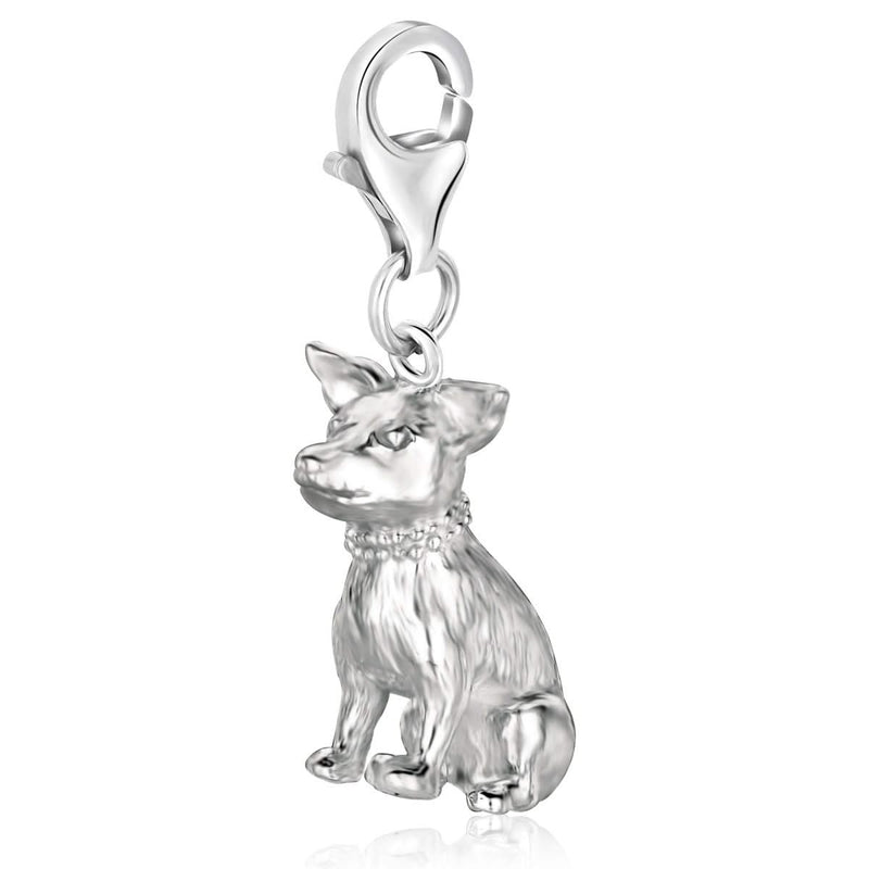 Sterling Silver Sitting Dog Charm Sterling silver 925 sitting dog charm with cast facial and tail details