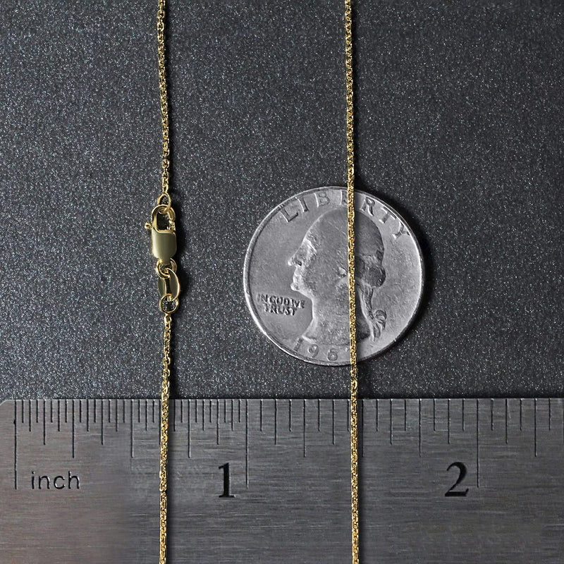 10k Yellow Gold Cable Chain (1.10 mm) 10K yellow gold cable chain with fine 1.10 mm interlocking oval links