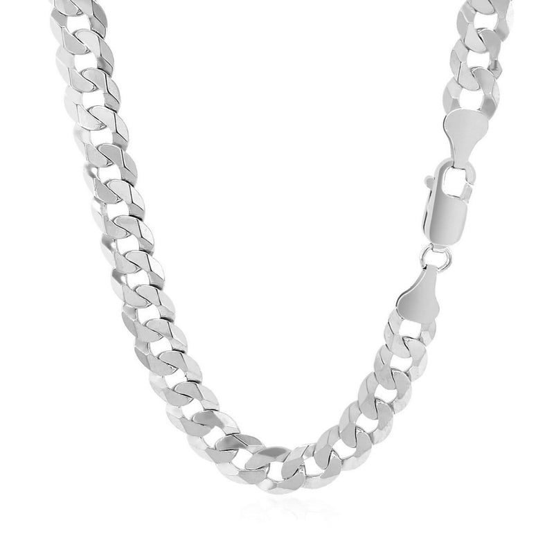 Rhodium Plated Sterling Silver Curb Style Chain (7.90 mm) Product Image